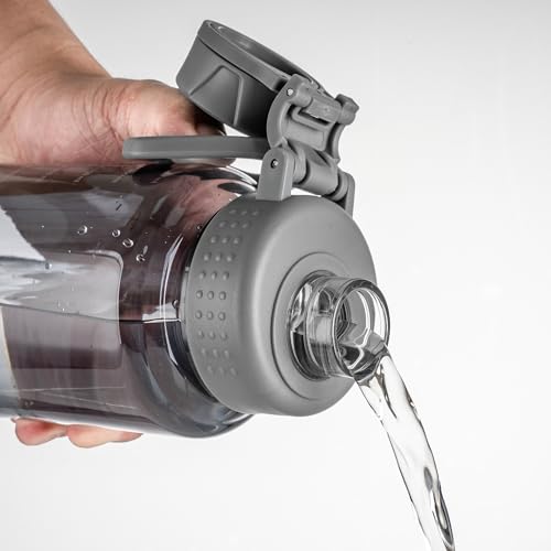 Fanhaw 32 oz Clear BPA-Free Tritan Water Bottle with Fast-Flow Spout Lid, BPA-Free & Leak-Proof Wide-Mouth Reusable Bottle for Gym, School & Office, Back to School Essentials (Gray) - color: Gray