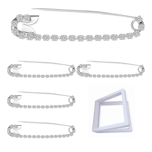 Rhinestone Brooch Pins,Safety Pins for Clothes,Brooch Pins for Women,Pins for Bags,Decorative Pins - color: Style C 5PCS