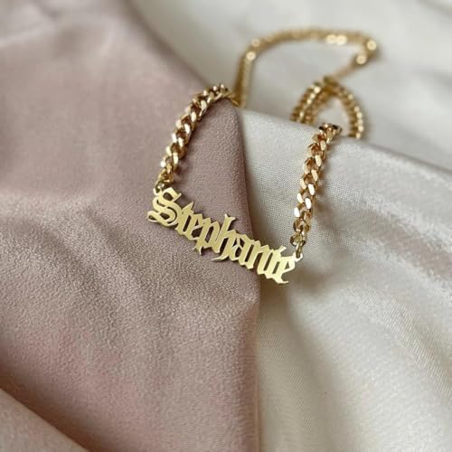Custom Name Necklace, 18K Gold Plated Nameplate Personalized Jewelry Gift for Women - color: Style-08