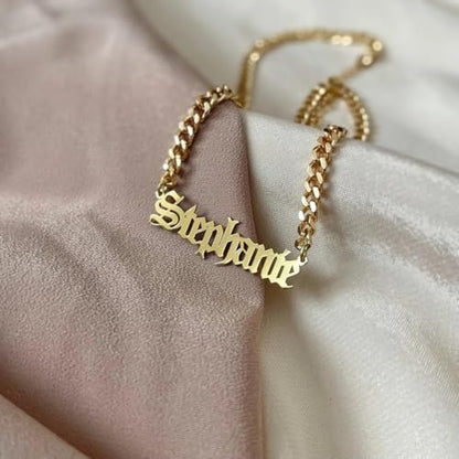 Custom Name Necklace, 18K Gold Plated Nameplate Personalized Jewelry Gift for Women - color: Style-08