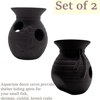 M2cbridge Pottery Ceramic Jar Natural Clay Vase Cichlid Small Fish Shrimp to Play Hide Breed Habitat(Purple Clay, 2pcs) - color: Purple Clay, 2pcs
