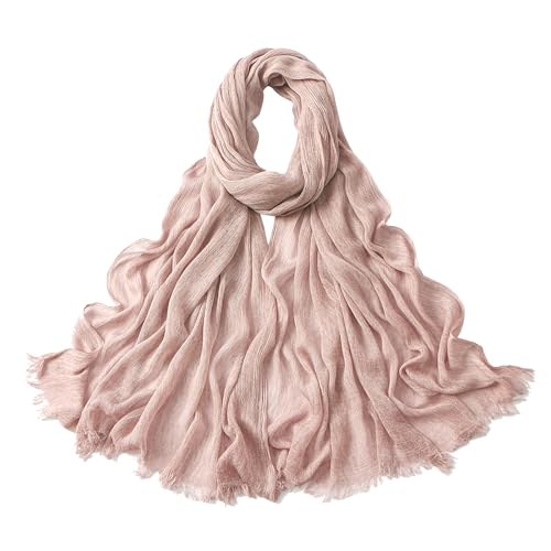 Crinkle Cotton Hijab, Soft Light and Breathable Hijab Scarf For Women, Suitable for All Seasons - color: Pink
