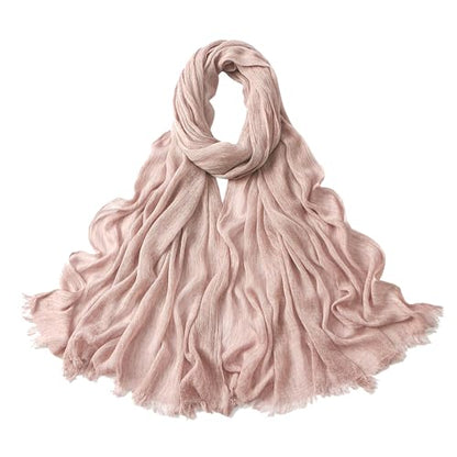 Crinkle Cotton Hijab, Soft Light and Breathable Hijab Scarf For Women, Suitable for All Seasons - color: Pink