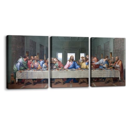 Pacimo 3 Pieces Classic Canvas Wall Art Prints The Last Supper Painting Prints on Canvas Jesus Modern Artwork Giclee Gallery Wrap Wall Decor Stretched and Framed Ready to Hang- 12"x16"x3 - color: Wallart-12, size: 12"x16"x3 Panels