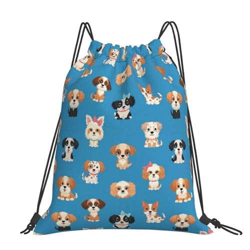 Drawstring String Bag Cute Puppy Dog, W ater Resistant Polyester Sackpack for Travel and Party Favor - color: Pattern (365)
