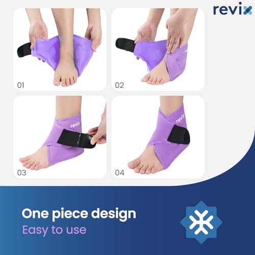 REVIX Foot Ice Pack Wrap, All-in-One Wearable Design, Purple | Ankle Ice Wrap with Flexible Gel Design, Adjustable One-Size Fit for Achilles Tendonitis, Sprained Ankle and Swelling - style: Purple-1 Pack
