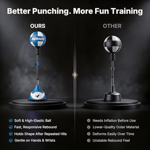 MERACH Punching Bag for Teens & Adults, Punching Bag with Stand, 53-62 Inches Height Adjustable Sand-Filled Base with Suction Cup, Boxings Equipment, Freestanding Reflex Bag Kit - size: Pro-