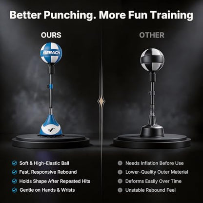 MERACH Punching Bag for Teens & Adults, Punching Bag with Stand, 53-62 Inches Height Adjustable Sand-Filled Base with Suction Cup, Boxings Equipment, Freestanding Reflex Bag Kit - size: Pro-