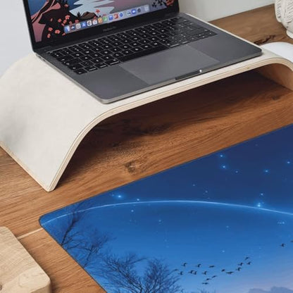 XXL Gaming Mouse Pad 35.4x15.7 Inch, Large Extended Desk Mat | Mousepad with Blue Meteor Design, Non-Slip Rubber Base, Water-Resistant Surface and Stitched Edges for Gaming, Office & Home - color: Blue Meteor
