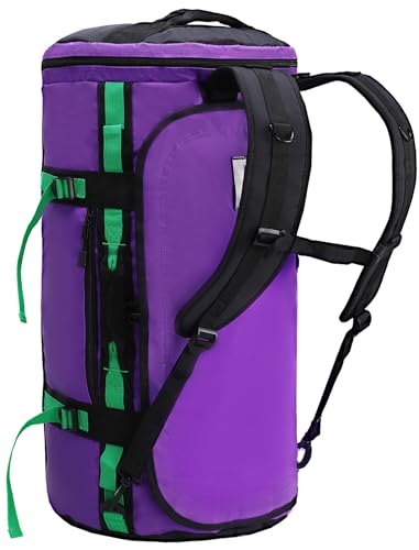 MIER 여행용 캠핑 체육관 스포츠용 대형 더플 백 백팩, 45L/60L/90L | 방수, 컨버터블 더플, 탈착식 백팩 스트랩, 신발 수납 공간, 튼튼한 타폴린, 3가지 사이즈 - color: 퍼플., size: 45L