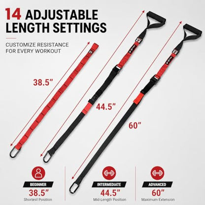 Valor Fitness Suspension Trainer System with Adjustable Training Straps, Full Body Bodyweight Workout Equipment for Home Gym, Resistance Training, Includes Extension Strap, Carabiner, and Storage Bag