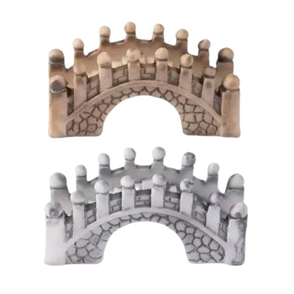 2 Pcs Gray and Brown Miniature Stone Arch Bridges - Fairy Garden Ornaments for Dollhouse, Aquarium, Lawn, Patio, and DIY Micro Landscape Decor, Mini Fairy Garden Accessories for Outdoor and Fish Tank