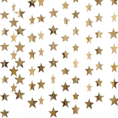 Spakon 65 Ft Star Garland Hanging Decoration Double Sided,Champagne Gold - color: Champagne Gold