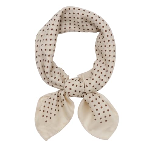 Neck Scarf for Women, 27.5 Inches Polka Dot Scarf Lightweight - color: Beige