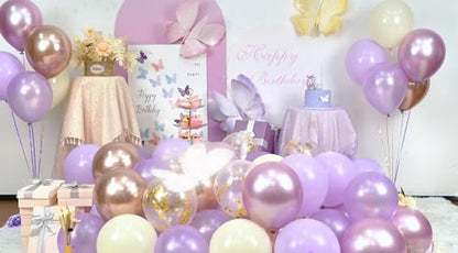 Purple Balloons, 60Pcs Purple and Gold Balloon for Birthday Wedding Supply - color: Purple Gold