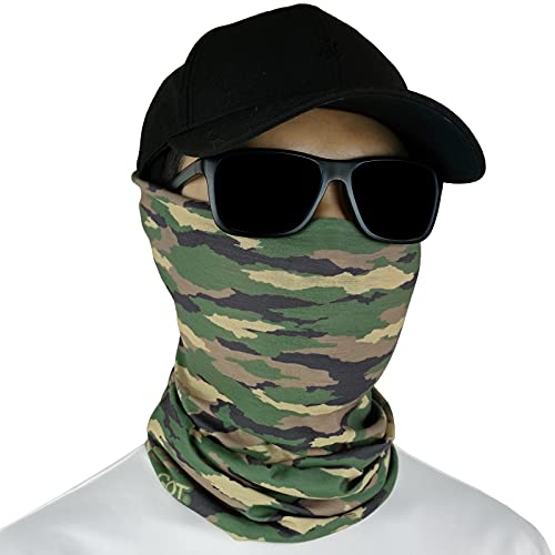 Fishing Face Mask Neck Gaiter - UV Sun Protection Cover for Men Women | Moisture-Wicking, Quick-Drying, Lightweight, Camo Design, Multi-Style Headwear, SPF Sun Shield - color: Disruptive Woodland Camo