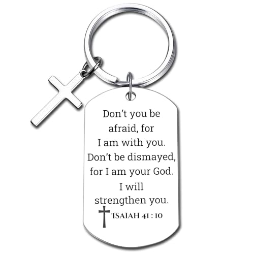 GiftYou Inspirational Scripture Metal Key Chains with Cross Pendant - Bible Verse Keychain Religious Gift for Christian - color: Isaiah 41:10