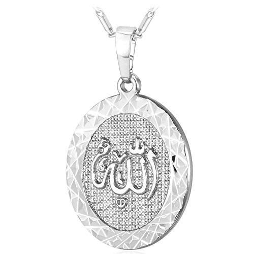 U7 Allah Pendant Necklace with Chain Platinum / 18K Gold Plated Muslim Jewelry Islamic Pendant - color: 05.Platinum Plated