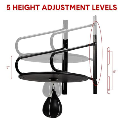 Speed Bag Platform Kit, 24" Heavy Duty Wall Mount Boxing Training Equipment with 180°/360° Swivel, Adjustable Punching Ball Platform for Home Gym Boxing Training