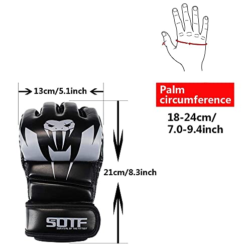 SOTF Punching Gloves for Adults MMA Training Gloves Men Fight Boxing Gloves Open Fingers Women - color: gray