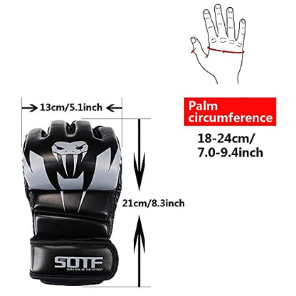 SOTF Punching Gloves for Adults MMA Training Gloves Men Fight Boxing Gloves Open Fingers Women - color: gray