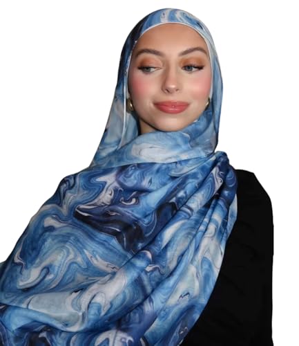 ZGMYC Watercolour Floral Printed Hijab Scarf for Women Soft Modal Cotton Instant Hijab Head Wraps Shawls Long Scarves - color: Color 2