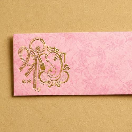LoveNspire Money Envelopes (7 x 3 Inch) Decorative Ganesha Pattern Shagun Lifafa for Indian Wedding, Birthday | Cash Gift Holder & Home Savings Organizer Pack of 10