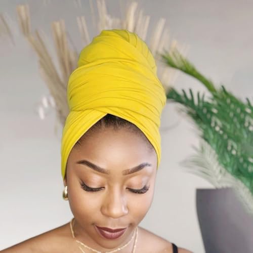 Hijab Scarf for Women Soft Muslim Hijabs Head Wrap Scarves Fashion Long Hair Shawls Stretchy Muslin Headscarf - color: Bright Yellow Hijab Scarf for Women