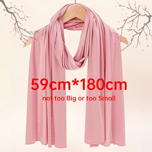 Soft Hijab Scarf for Muslim Women, 71" Long Head Wrap Shawl - color: Light Pink