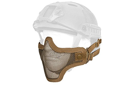 DLP Tactical Quick Release Mesh Steel Face Mask for ARC Rail Equipped Fast/ACH/MICH Combat Helmet - color: Tan