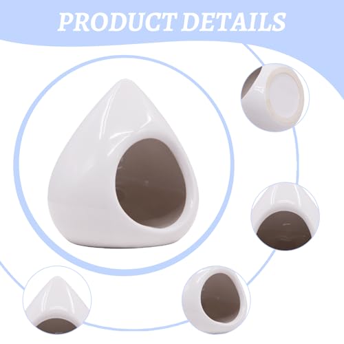 Saim Aquarium Ceramic Teardrop Shape Pleco Cave Ornament Fish Tank Landscape Decor Betta Accessories for Small Shrimp to Rest and Breed, Hiding for 5 Gallon Tanks - White