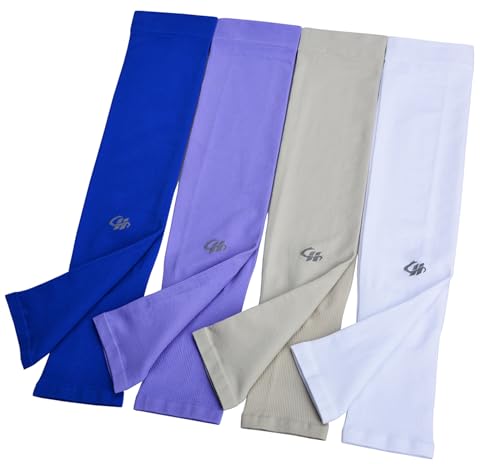HOPESHINE Arm Sleeves UV Sun Protection Cooling UPF 50+ 4-Pairs for Men Women Cycling, Golf, Outdoor Sports - color: Dark Blue+purple+grey+white, size: S-XL