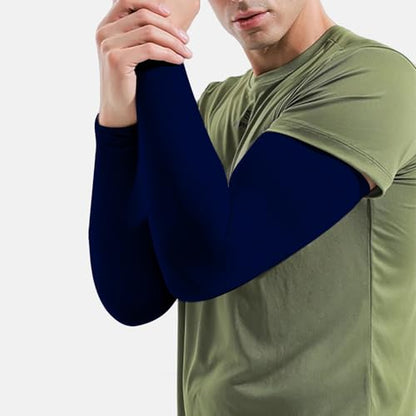 Arm Sleeves for Men and Women Compression UV Sun Protection Tattoo Cover Up Baseball Basketball Football Golf Running - color: Blue