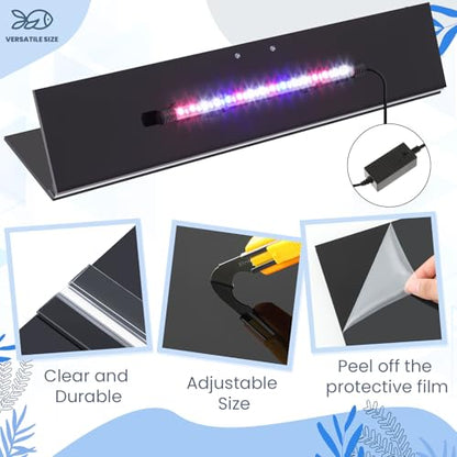 Sieral Aquarium Lids Polycarbonate Canopy with LED Light 35.13 x 17.13 x 0.12 Inch for 50/65/84 Gallon Without Center Brace Aquariums Cover Fish Tank Lid with a Hook Knife, Black - color: Black, size: 36x18in