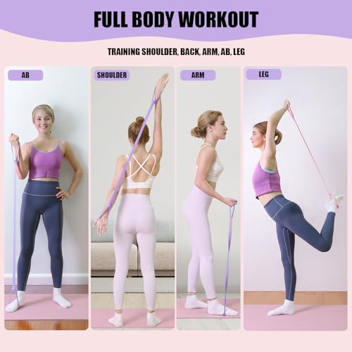 Figure 8 Resistance Bands with Handles, Upgraded Silicone 8-Shaped Exercise Band for Women,Stretch Bands Set for Exercise Arms Back Legs Pilates Yoga - color: 2Pcs Pink 15Lb & Purple 25Lb