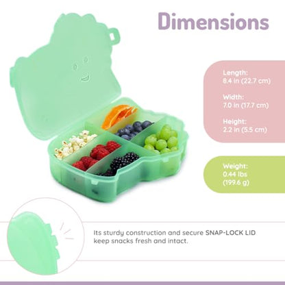 melii Animal Shaped Snackle Box - Divided Snack Container, Food Storage for Kids, Removable Dividers, Arts & Crafts, Beads, BPA-Free - Dinosaur - color: Dinosaur