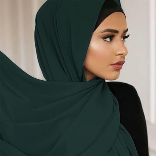 Hijab Scarf for Women Soft Cotton Muslim Jersey Hijab Head Wrap Scarves Fashion Long Scarf Shawls - color: Grass Green
