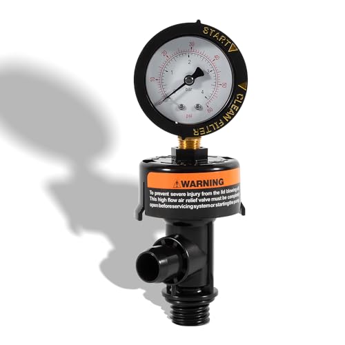 98209800 High Flow Manual Relief Valve/Air Relief Manual Valve Assembly with Pressure Gauge, Replacement for Pool and Spa Filter (1 PACK-98209800) - style: 1 PACK-98209800