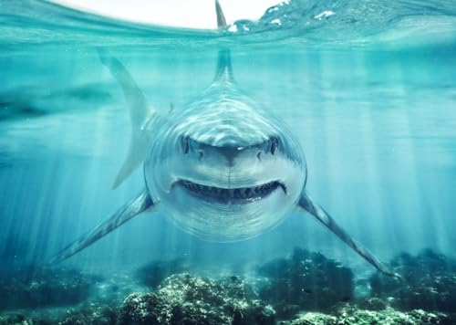 BELECO 20x10ft Fabric Under The Sea Backdrop Underwater World Ocean Aquarium Background Shark Theme Party Decorations Banner Birthday Photoshoot Studio Props Wallpaper - size: 20x10FT