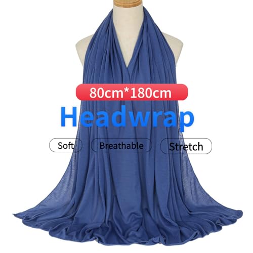 Harewom Head Wraps for Black Women Stretch Head Scarf Long African Hair Wraps Turban Headwraps Jersey Headbands - color: 1pcs -Steel Blue