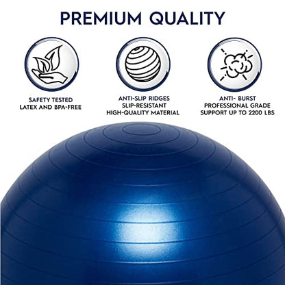 Bouncyband Balance Ball – Create Flexible Seating to Improve Focus at School, Office, or Home with This No-Roll Weighted Ball - color: Dark Blue, size: Small (Pack of 1)