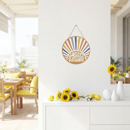 Smile Summer Welcome Wooden Decorations, Hello Summer Sunshine, Farmhouse Hanging Door Decor for Holiday Home Accent - style: Sunshine