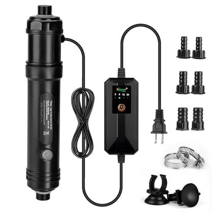hygger 9W Aquarium U-V Light with Timer, 360° Protective Shield Clean Light for Crystal Clear Green Water, Submersible Fish Tank Cleaner for 60–100 Gallon Freshwater & Saltwater Aquariums - size: 1.97 x 10.43 inches