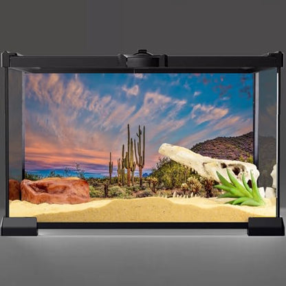 AWERT 48x20 inches Terrarium Background Blue Sky Cloud Huge Cactus Oasis Gobi Reptile Habitat Background Vinyl - size: 48x20in/120x50cm