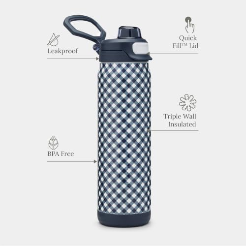 ZULU Powerfill Pro 32oz Stainless Steel Water Bottle - Checkmate Navy - color: Dark Navy, style: 32oz