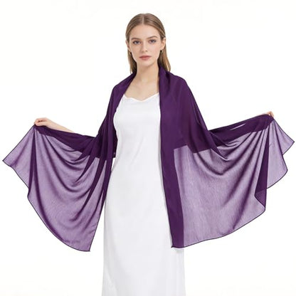 Chiffon Shawls and Wraps - Lightweight Scarve for Women Evening Dresses Wedding Bridal Formal Party - color: Purple