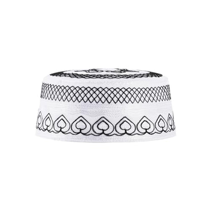 haozaikeji 4pcs Men's Muslim Prayer Kufi Hat Embroidered Islamic Prayer Cap Arabian Omani Turkish Praying Caps Eid Topi Hat - color: Black+grey+gold+blue