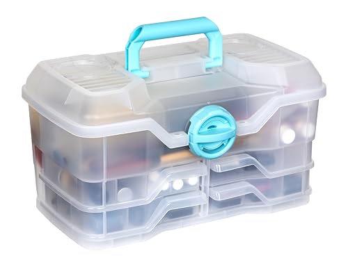 Clear Plastic Organizer - ArtBin - Small Parts Organizer - for DIY Arts & Crafts Storage Boxes & Organizers, Sewing Storage - Storage Box with Compartments, Project Box - Medium (4 Pivot Trays) 6943PB - style: Medium (4 Pivot Trays)