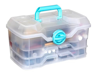 Clear Plastic Organizer - ArtBin - Small Parts Organizer - for DIY Arts & Crafts Storage Boxes & Organizers, Sewing Storage - Storage Box with Compartments, Project Box - Medium (4 Pivot Trays) 6943PB - style: Medium (4 Pivot Trays)
