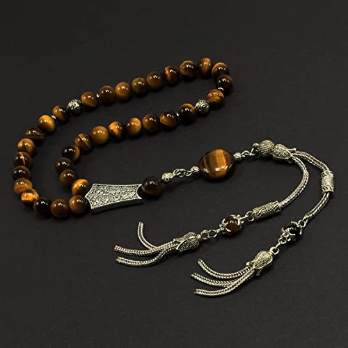 Design -Tiger Eye Stone Series Worry Beads - Prayer Beads (8 mm-33 Beads) Tesbih-Tasbih-Tasbeeh-Misbaha-Masbaha-Subha-Sebha-Sibha-Rosary (Stylist Prayer Beads (8 mm-33 Beads)) - color: Stylist Prayer Beads (8 mm-33 Beads)